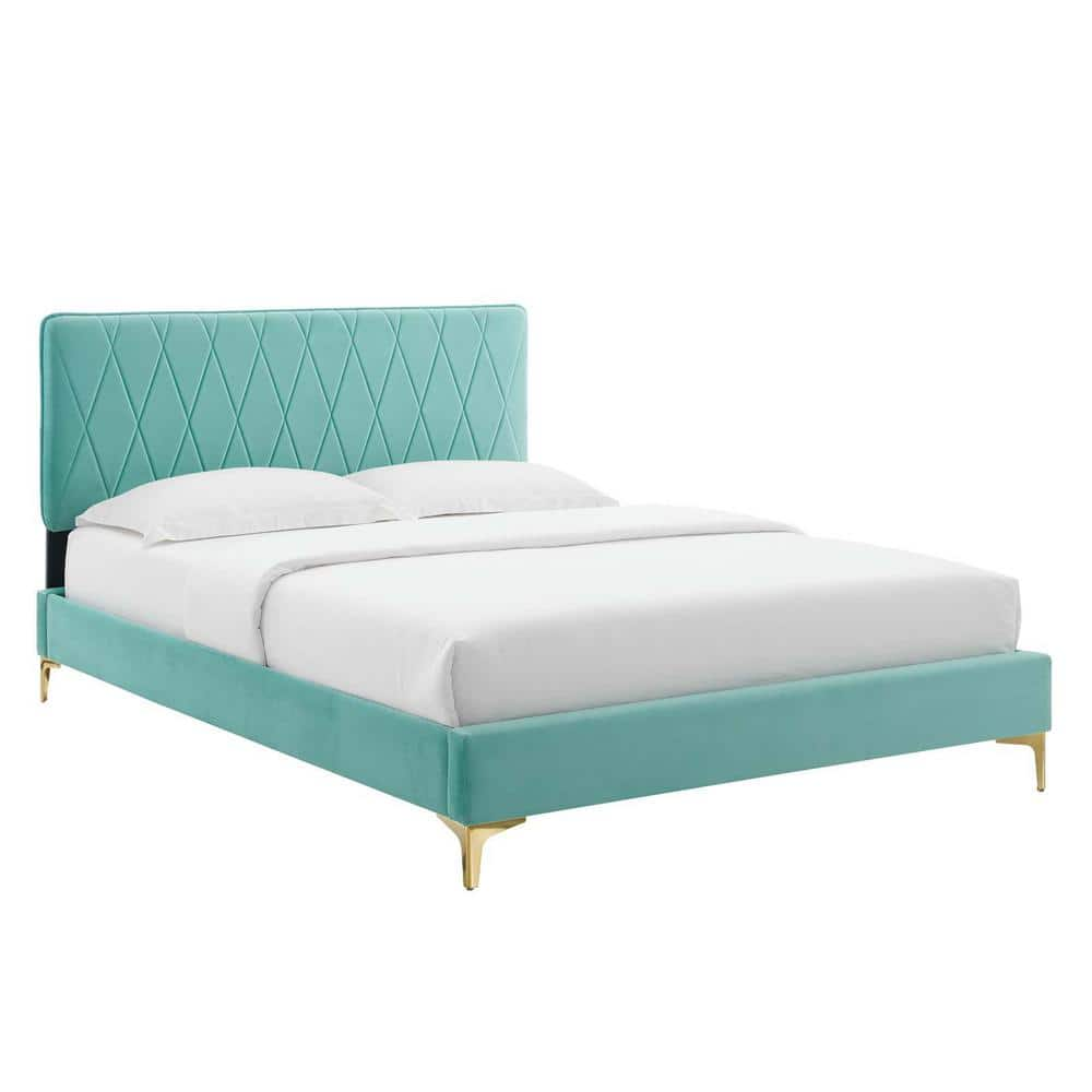 MODWAY Phillipa Performance Mint Velvet King Platform Bed MOD-6928-MIN -  The Home Depot