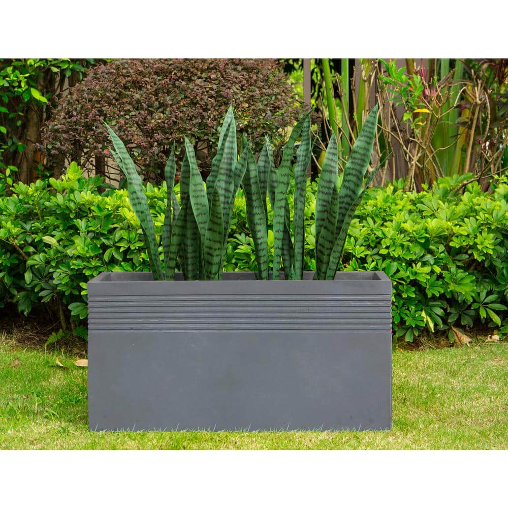 KANTE 31.5 in. L Rectangular Slate Gray Concrete/Fiberglass Indoor Outdoor  Modern Elegant Planter OSF0131B-C60611 - The Home Depot