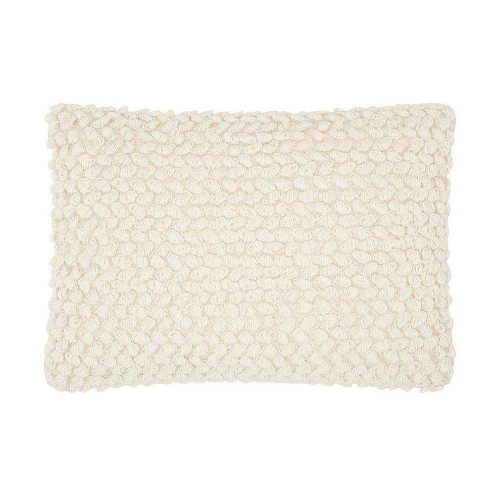 Ivory Whisper Rectangular 14" x 20" Wool-Cotton Blend Throw Pillow Set