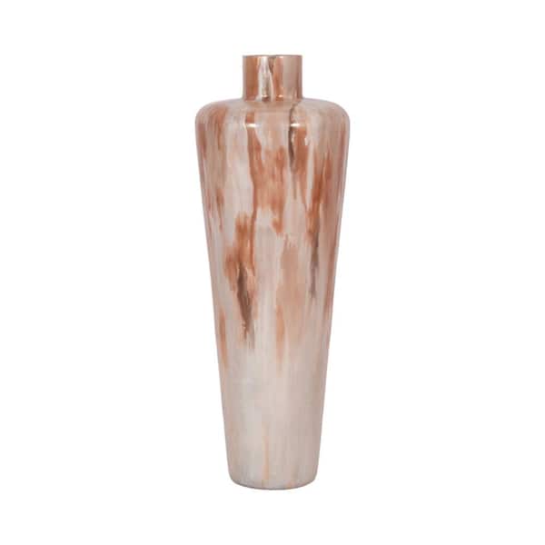 Liv & Skye 24 in. Tan Glass Urn Decorative Vase
