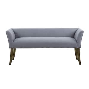 Antonio Slate Blue Flared Arms Accent Bench 23 in. H x 49.5 in. W x 19.25 in. D