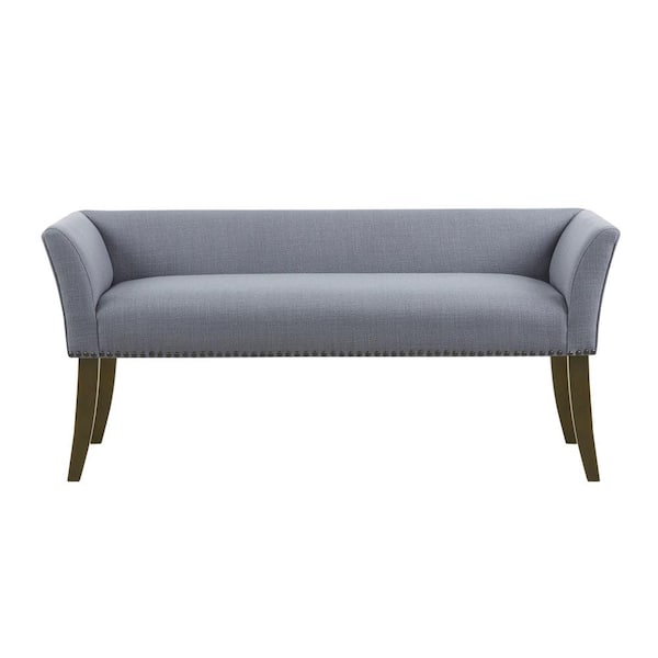 Madison Park Antonio Slate Blue Flared Arms Accent Bench 23 in. H x 49. ...