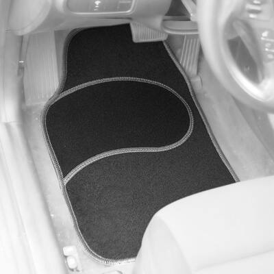 Gray 4-Piece Ribbed Universal Liners Mod Carpet Car Floor Mats - Full Set