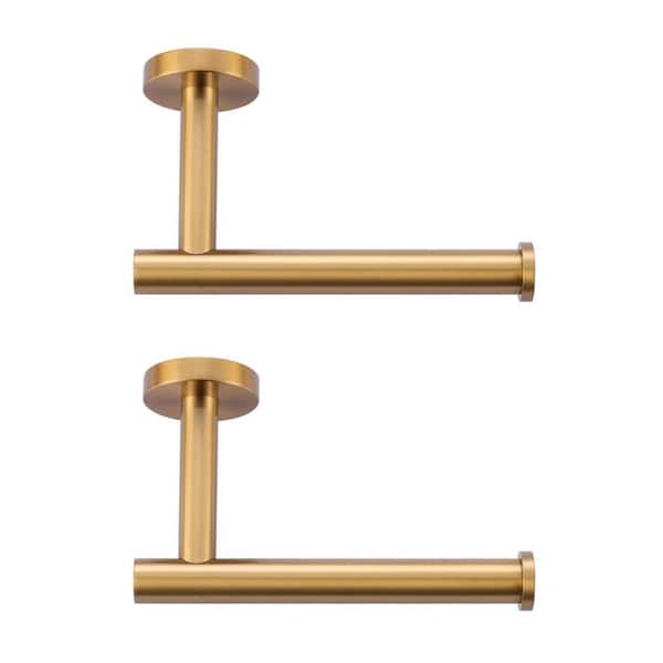 Wall-Mount Single Post Toilet Paper Holder in Gold (2-Pieces)