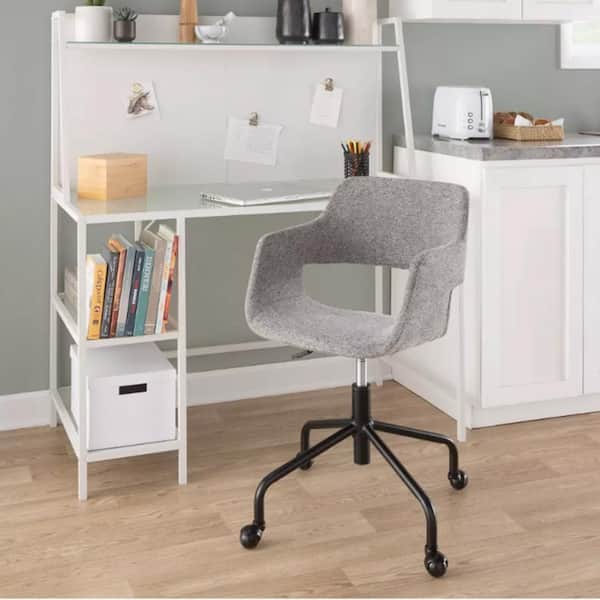 Fabric Contemporary Task Chair Chrome Metal in Grey