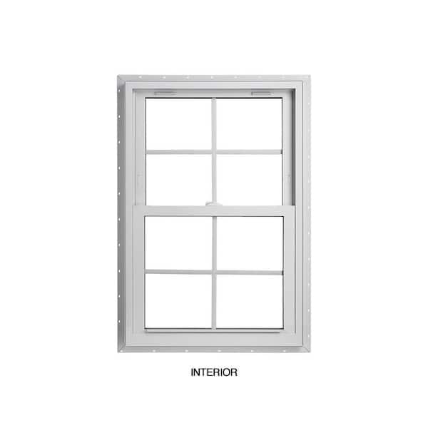 American Craftsman 23.75 in. x 36 in. 70 Series LowE SC Argon Glass Double Hung White Vinyl Fin Window with Grids, Screen Incl