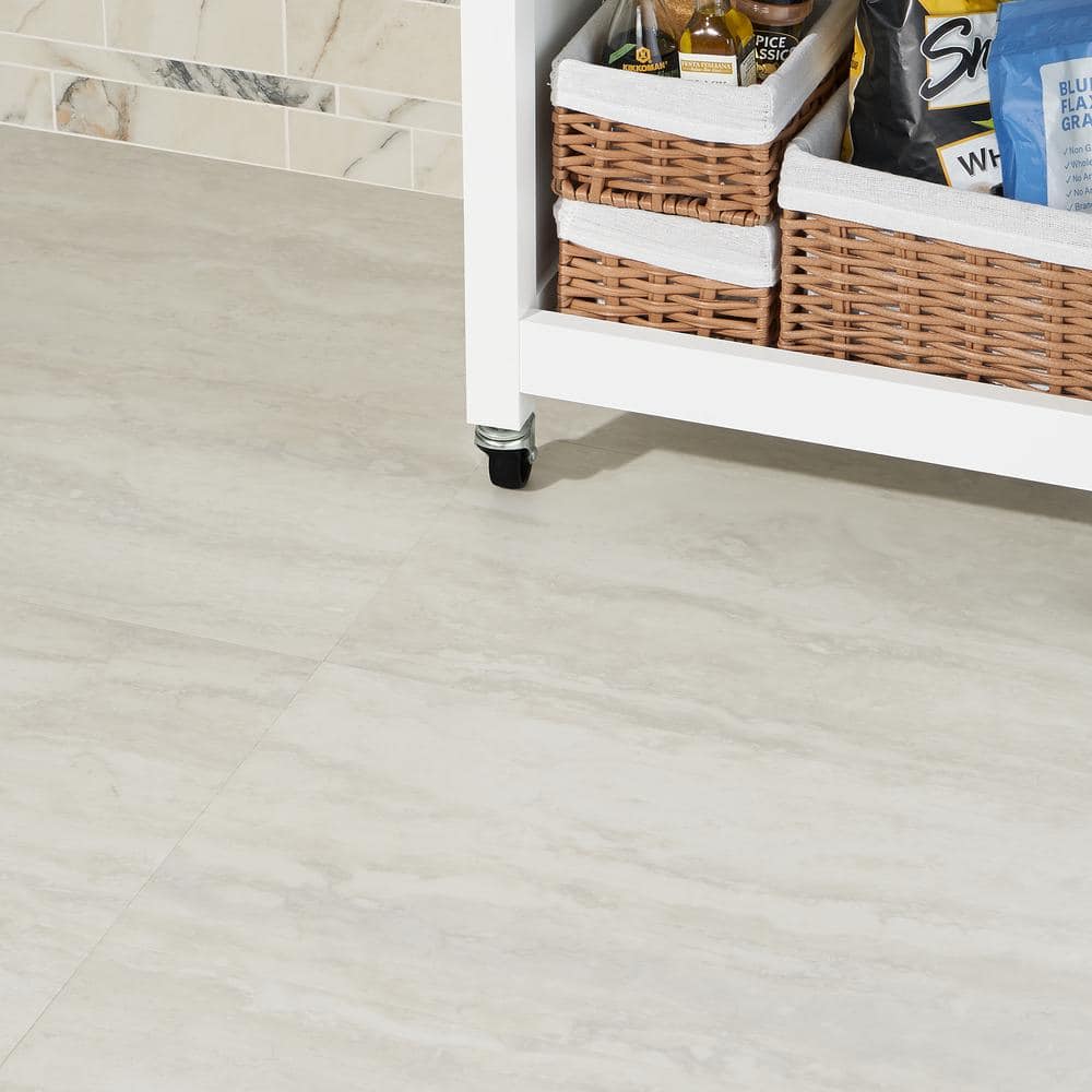 Elmdale Large Format Off-White Vinyl Tile with Water Protection