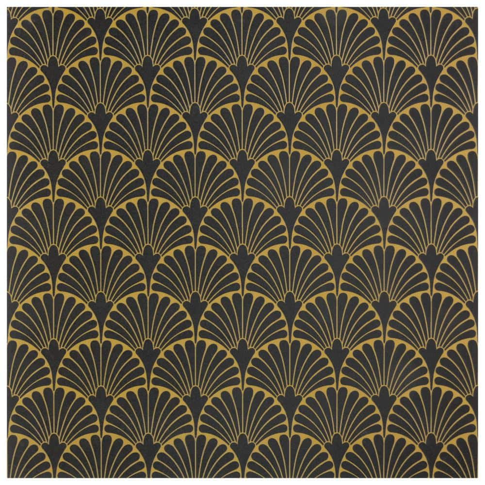 Merola Tile Art Deco Mahattan Black 11-3/4 in. x 11-3/4 in. Porcelain ...