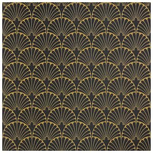 Art Deco Mahattan Black 11-3/4 in. x 11-3/4 in. Porcelain Floor and Wall Take Home Tile Sample