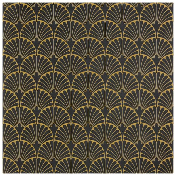 Merola Tile Art Deco Mahattan Black 11-3/4 in. x 11-3/4 in. Porcelain ...