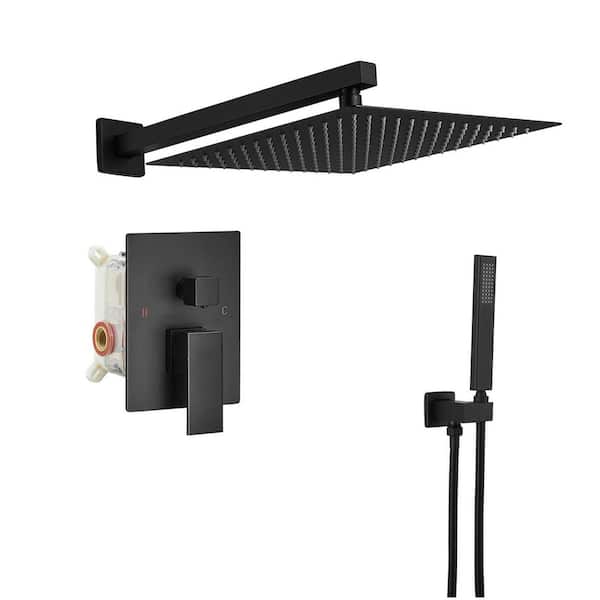Single Handle 2-Spray Shower Faucet 2.5 Gpm with 180° Swivel, Adjustable Flow Rate in Matte Black