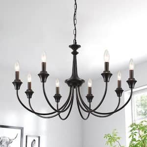 28.34 in. 8-Light Black Traditional Chandelier for Kitchen Living Room with No Bulbs Included