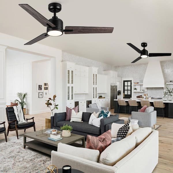 Hushine 2-Pack 48 in. Indoor Black Downrod Standard Ceiling Fan with Light, Remote Included and Reversible Blades