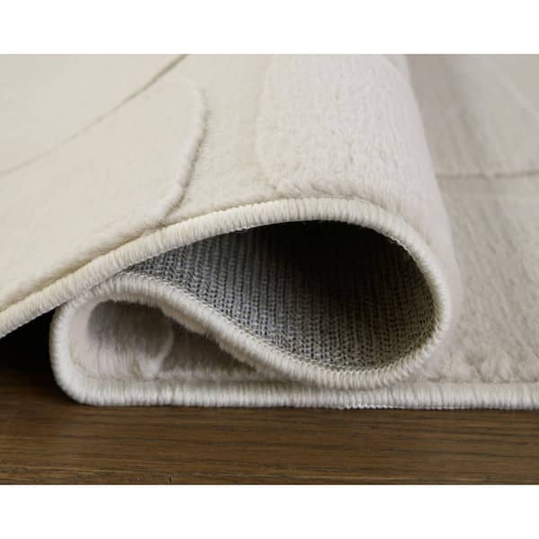 Malvinsboro 5 ft. x  7 ft. White/Light Gray Abstract Washable Area Rug