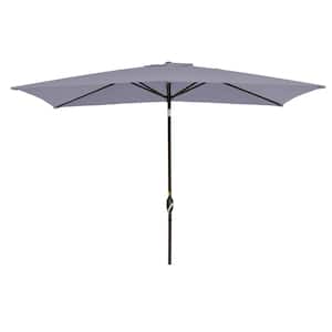 10 ft. x 6.5 ft. Gray Outdoor Aluminum Patio Market Umbrella Rectangular Crank Weather Resistant Waterproof