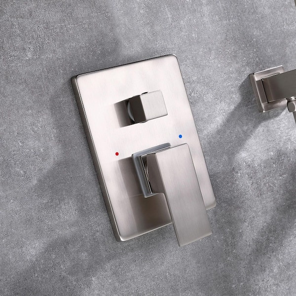 Single-Handle Wall-Mount Roman Tub Faucet with Hand Shower 3-Hole in Brushed Nickel