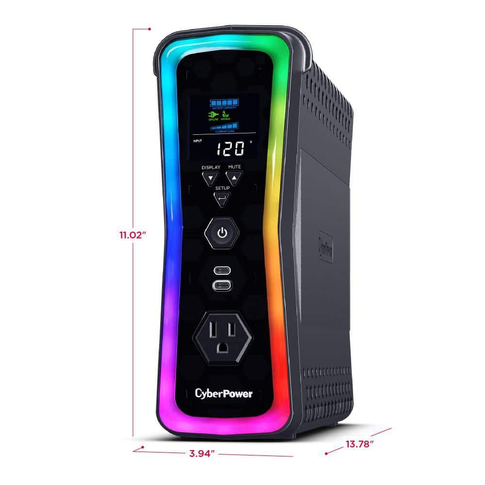 CyberPower 1500VA 120-Volt Sine Wave Gaming UPS with RGB Lighting and Battery Backup