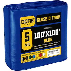 100 ft. x 100 ft. Blue 5 Mil Heavy Duty Polyethylene Tarp, Waterproof, UV Resistant, Rip and Tear Proof