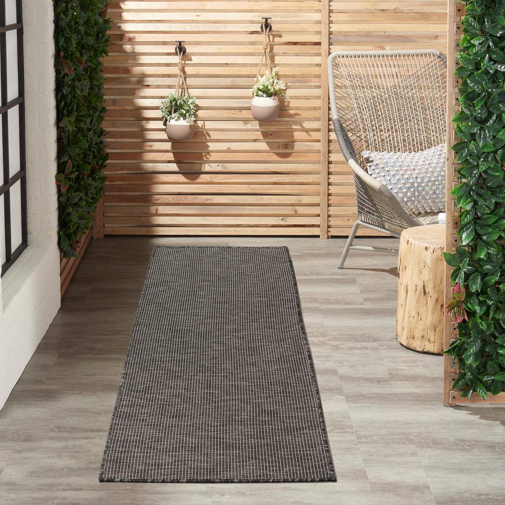 Charcoal Flat Woven Synthetic Runner Rug 2'2" x 8'0"