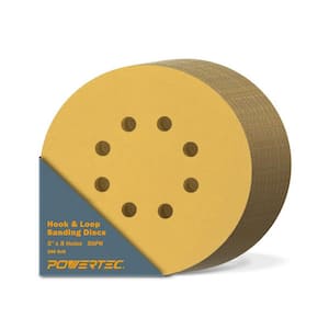 5 in. 8 Hole 100 Grit Gold Hook and Loop Sanding Discs (50-Pack)