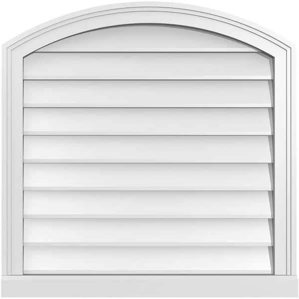 Ekena Millwork 28" x 28" Arch Top Surface Mount PVC Gable Vent: Functional with Brickmould Sill Frame