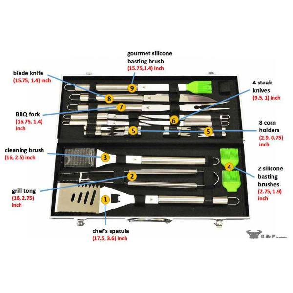 20-Piece Stainless Steel BBQ Tool Kit with Aluminum Case