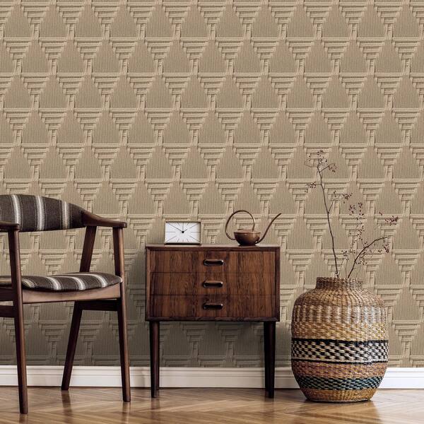 Rope Weave Diamond Beige Wallpaper Sample