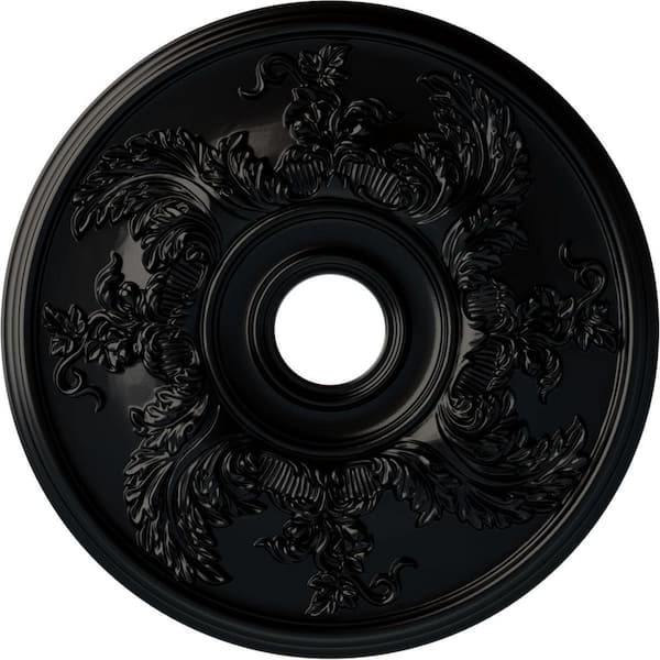 Ekena Millwork 1-7/8" x 23-5/8" x 23-5/8" Polyurethane Acanthus Twist Ceiling Medallion, Hand-Painted Jet Black