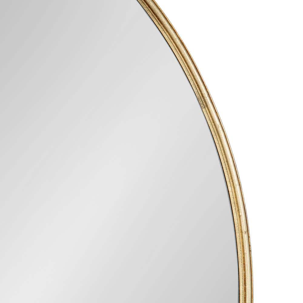 Caskill 40" Round Gold Wood Wall Mirror