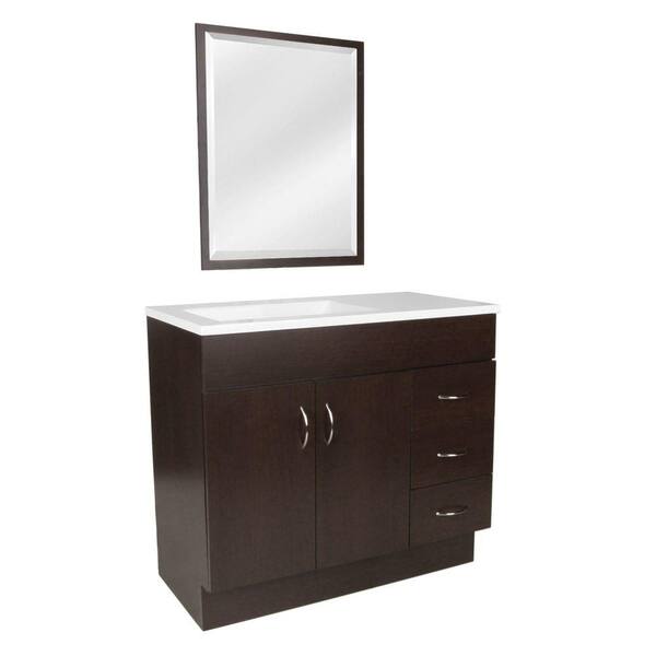 St. Paul Vanguard 36 in. Vanity in Ebony with AB Engineered Composite Vanity Top in White and Mirror-Discontinued