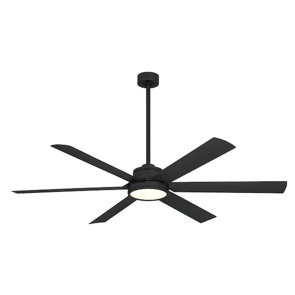 Cairo 65 in. Smart Indoor Outdoor Coal Black Low Profile Ceiling Fan with Integrated LED, Remote Control Included