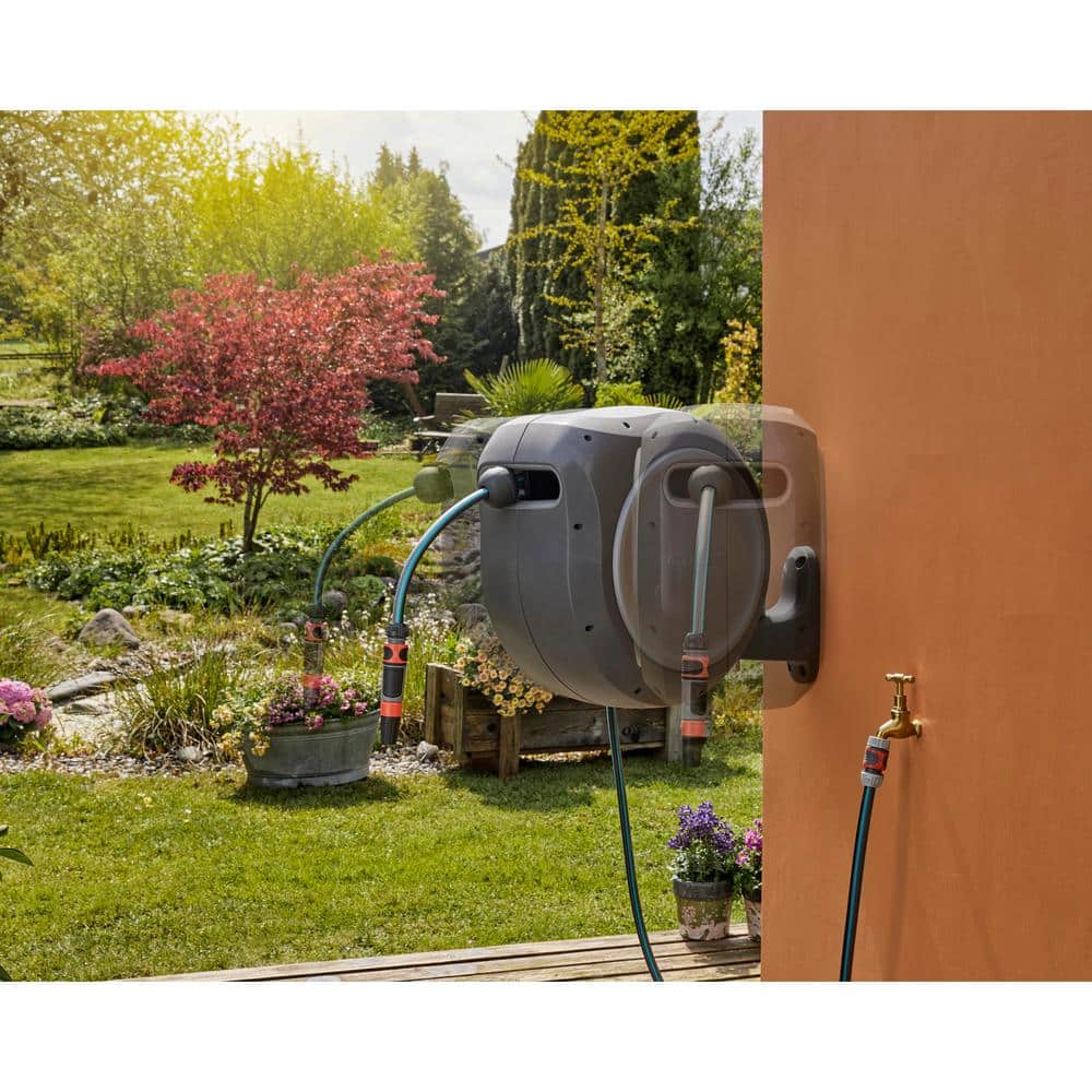 Gardena 82 ft. Gray Automatic Retractable Wall Mounted Hose Reel