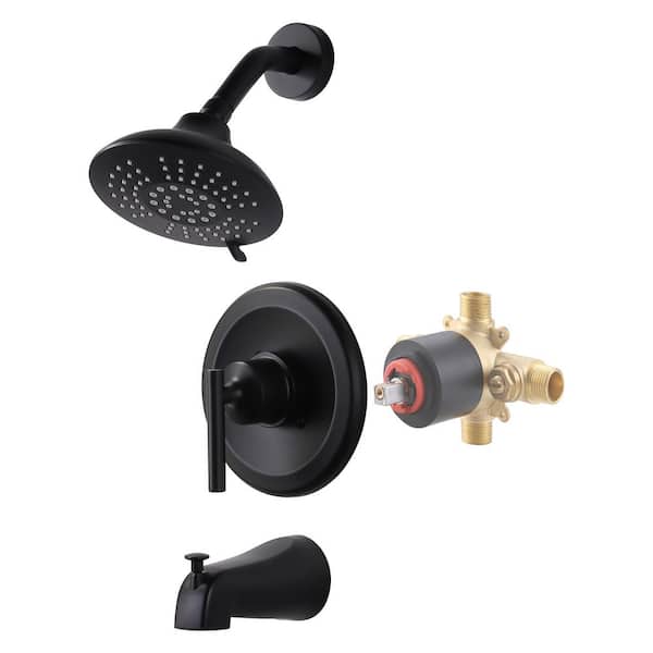 ARCORA 6 in. Shower System with Bathtub Spout-Shower and Thermostatic Valve in Matte Black