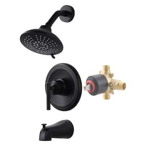 6 in. Shower System with Bathtub Spout-Shower and Thermostatic Valve in Matte Black