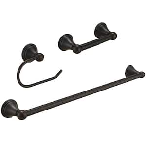 3-Piece Bath Hardware Set Accessories with 24 in . Towel Bar, Toilet Paper Holder and Towel Ring in Oil Rubbed Bronze
