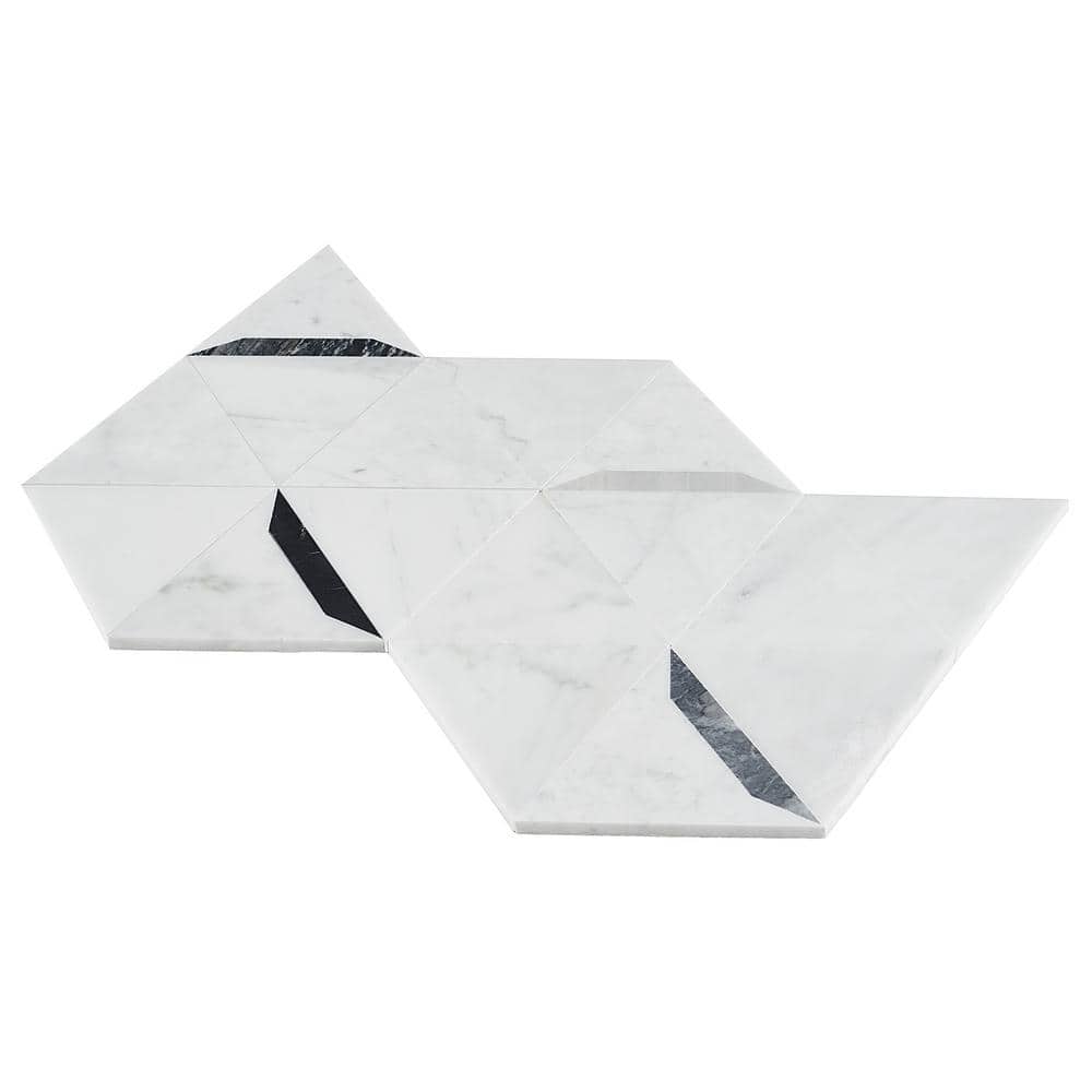 Santana Polished Gray Marble 12" x 20" Modern Mosaic Tile