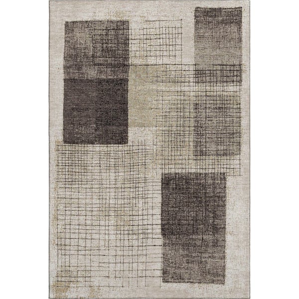 Mayfield Premium Machine Washable Abstract AMF2112 Brown 10 ft. x 14 ft. Area Rug