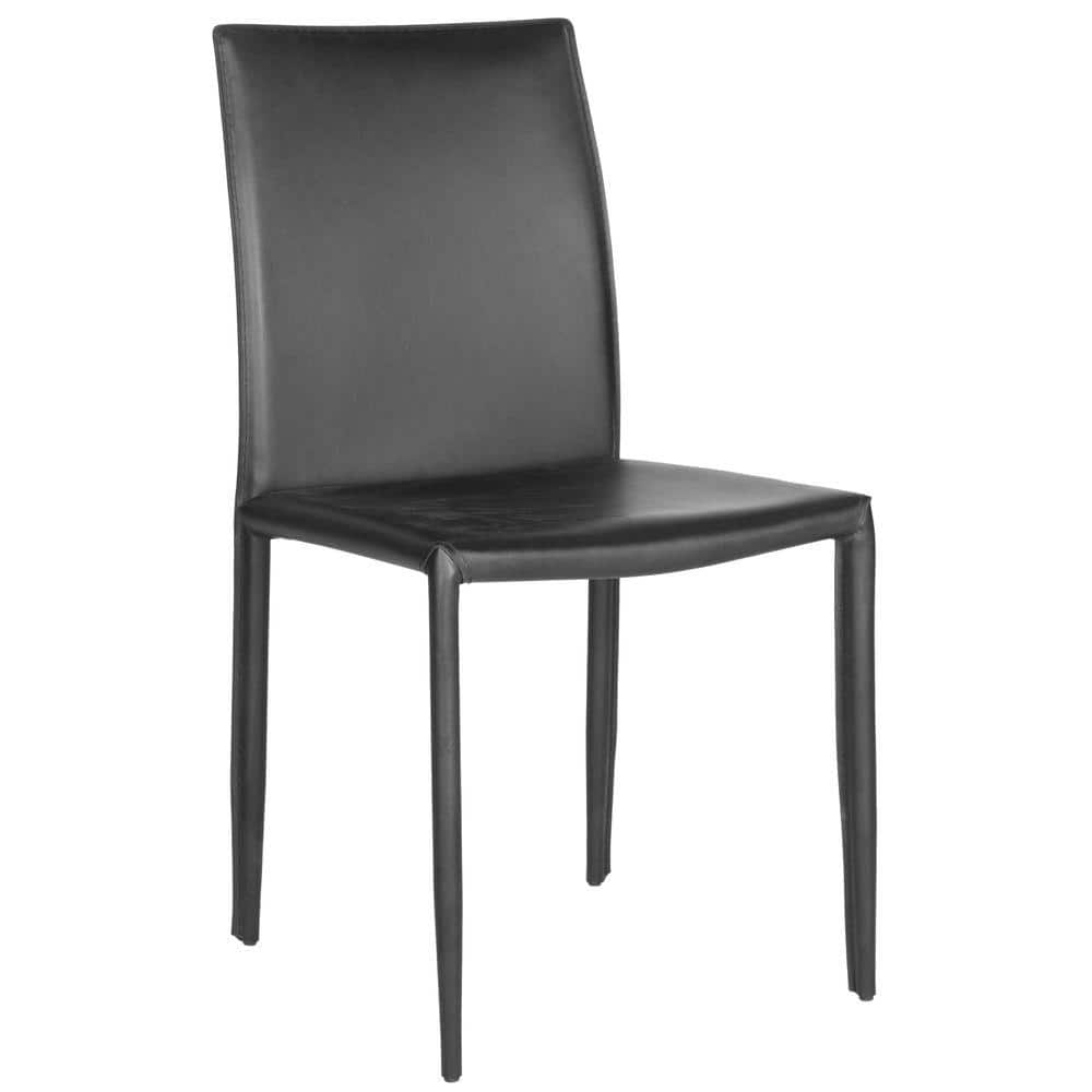 Karna Black Leather Upholstered Dining Side Chair Set