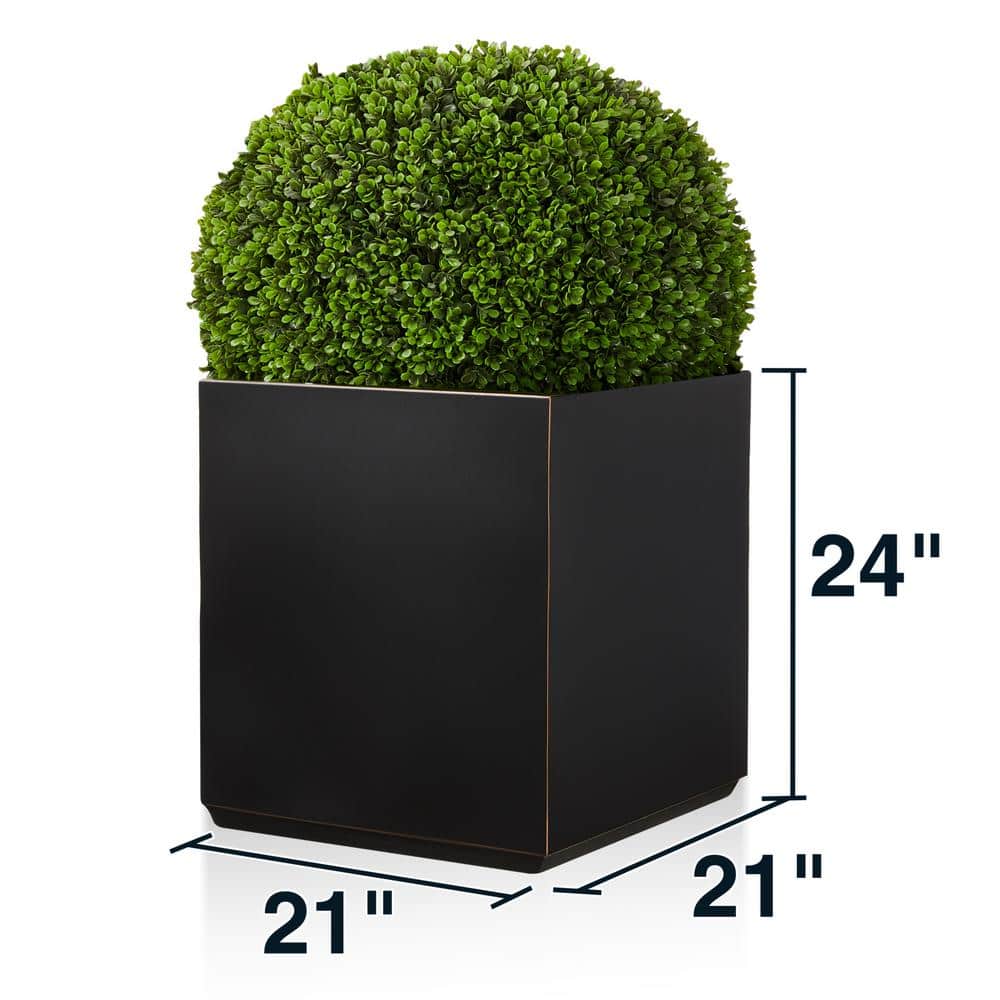 Large Black and Gold Square Metal Planter Box