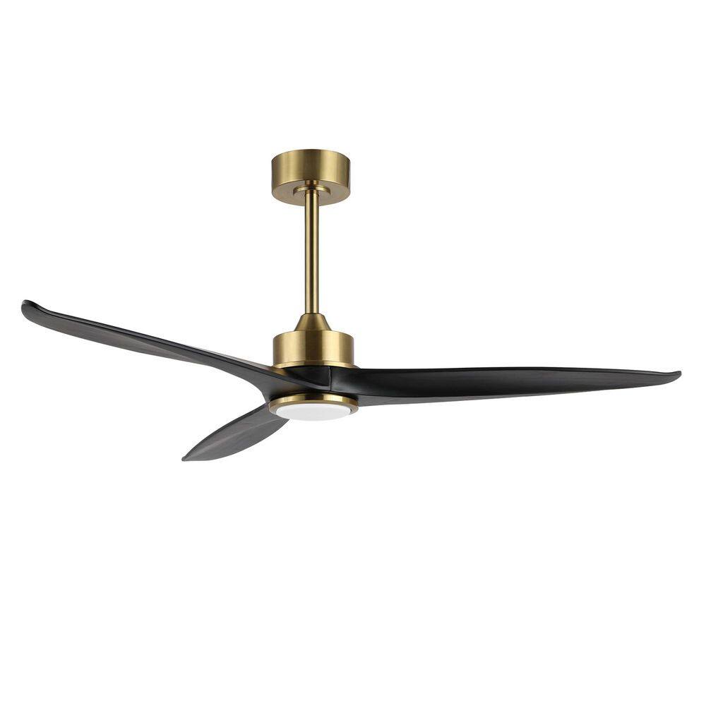 52-Inch Black and Gold Modern Ceiling Fan with LED Light and Remote