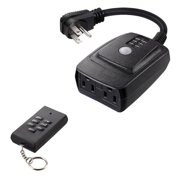Vrbgify Waterproof Outdoor Timer with Remote Control, Light Sensor, and 100 ft. Range