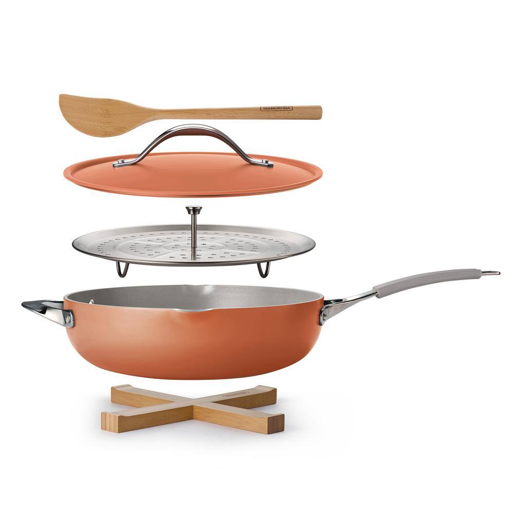 Persimmon Orange 5 qt Ceramic Non-Stick Saute Pan Set with Lid