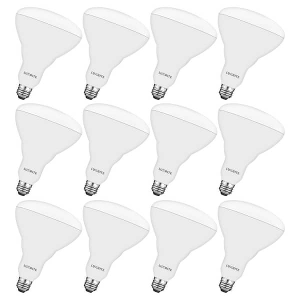 LUXRITE 85W Equivalent BR40 LED Light Bulb, 3500K Natural White, 1100 Lumens 13W Dimmable Damp Rated UL Listed E26 12 Pack
