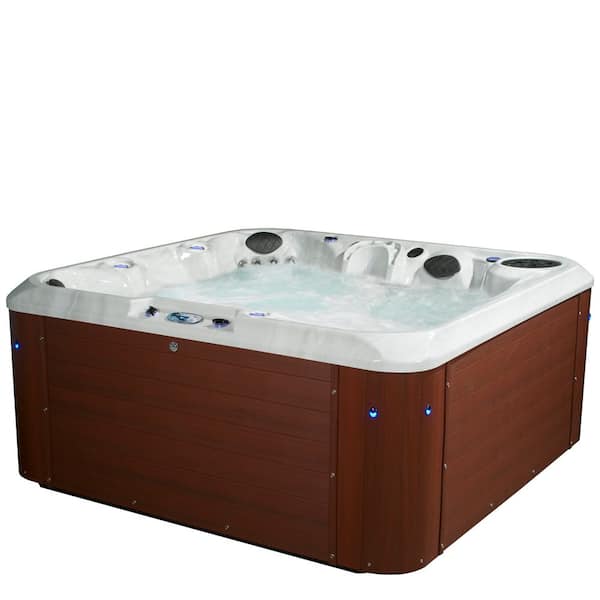 Amplified 6-Person 100-Jet 240-Volt Double-Lounger Hot Tub with Bluetooth Stereo and 3 Pumps