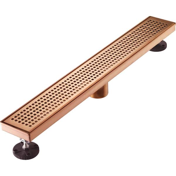 Elegante Drain Collection 32 in. Linear Stainless Steel Shower Drain with Square Hole Pattern