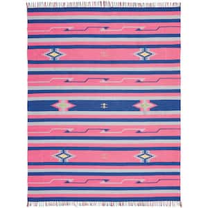 Baja Pink/Blue 8 ft. x 10 ft. Tribal Transitional Area Rug
