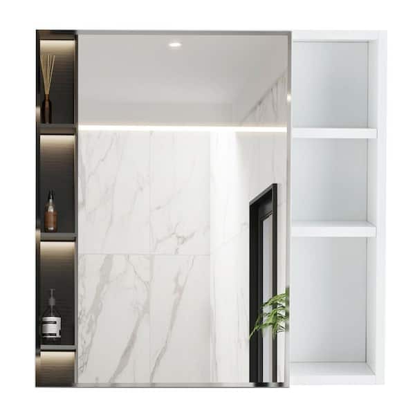 Miscool Anky 21.7 in. W x 5 in. D x 22 in. H MDF Bathroom Storage Wall Cabinet with Mirror Door in White