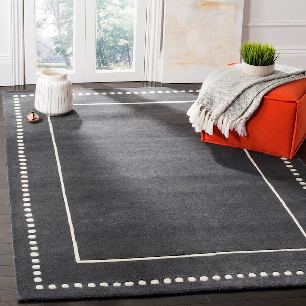 Bella Dark Gray/Ivory 10 ft. x 14 ft. Dotted Border Area Rug