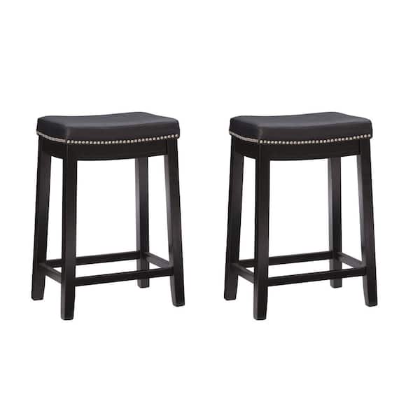 Linon Home Decor Concord 26.5 in. H Black Wood Frame Backless Counter Stool (2-Pack)