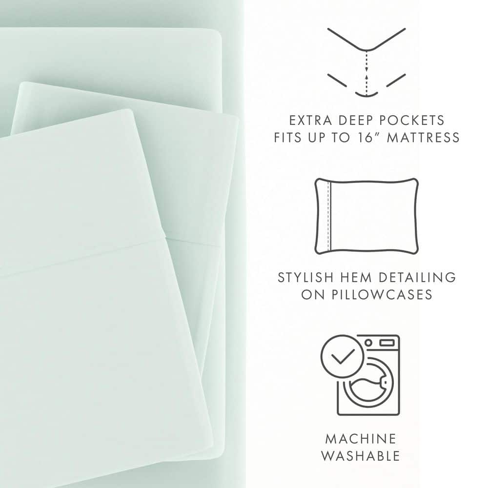 Mint Full Deep Pocket Solid Microfiber Bed Sheet Set
